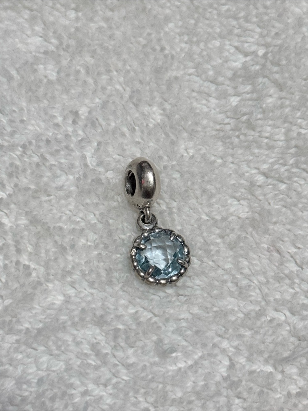 Pandora Silver Aquamarine Blue Dangle Charm